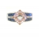 14Kt Rose and White Gold Emerald Cut Sapphire and Diamond Antique Style Engagement Ring with Milgrain (1.42ct tw)